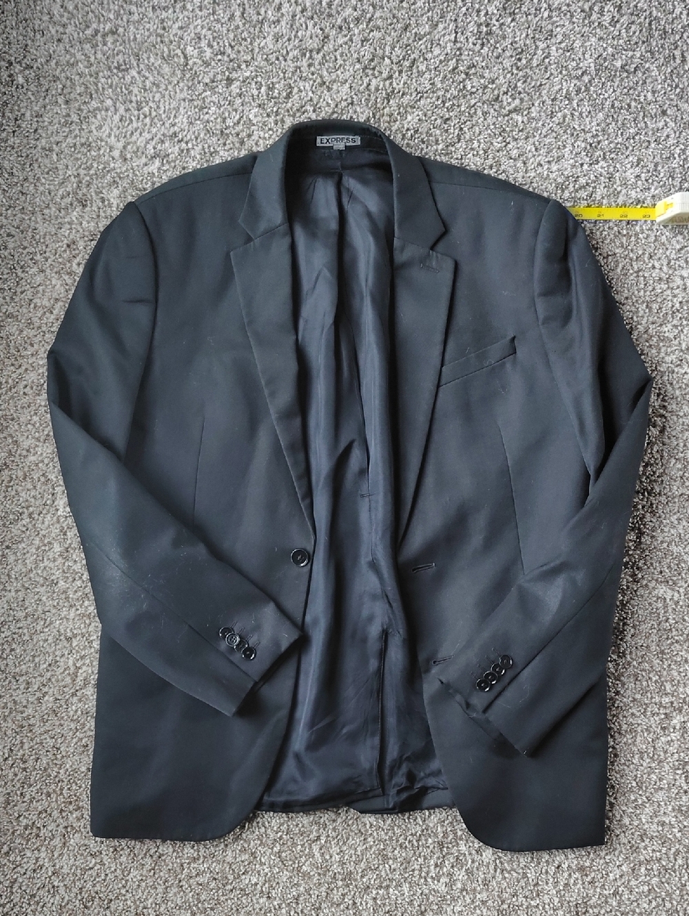 Express Black Men's Wool Blazer with Notch Lapel Slim Fit